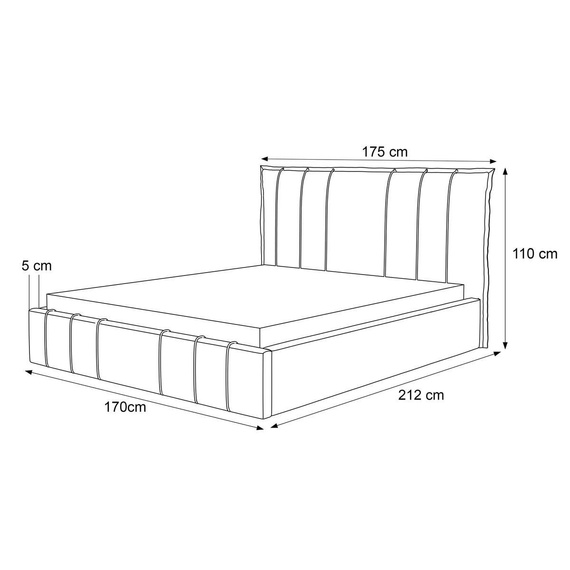 Elegant Designerbett mit Bettkasten Schwarz 160x200 GINNY