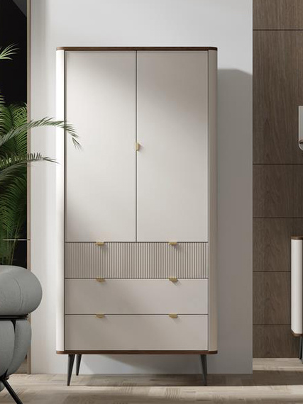 Zweitüriger Kleiderschrank LILIA Kaschmir + Graphit