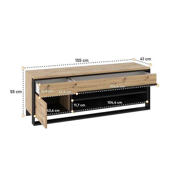 Loft Lowboard mit Schubladen und LED-Beleuchtung LIMA