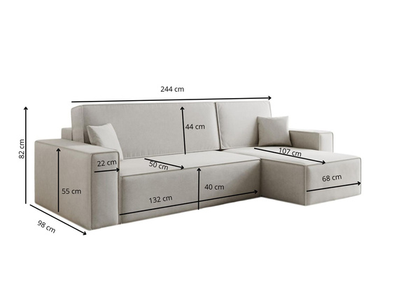  L-form Ecke mit universelle Ottomane TOKYO CREME