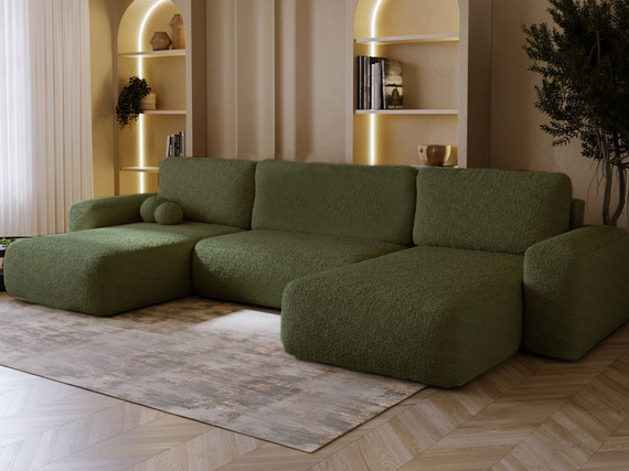 Olivgrün Bouclé Sofa U-Form TEDIS