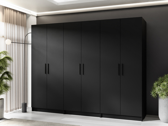Kleiderschrank POLA Breite: 234 cm Schwarz