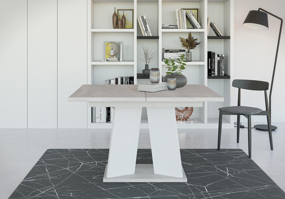 Ausziehbare Esstische SANA Beton+Weiß