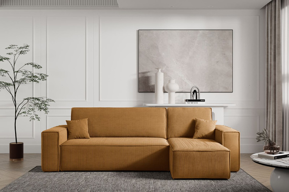 Ecksofa mit universelle Ottomane und Schlaffunktion KARL Gelb