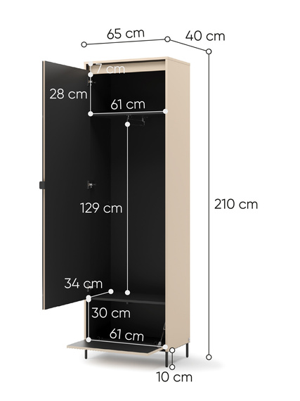 Garderoben-Set Beige mit Lamellen FLORE