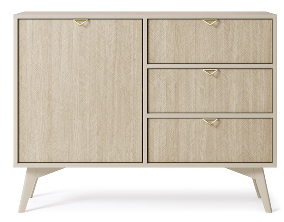 Kommode mit drei Schubladen GOLD Sandbeige 
