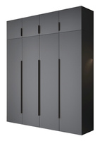 Kleiderschrank mit vier Drehtüren Metallgriffen Graphit STELLS