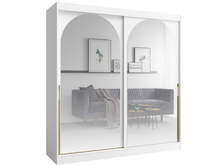 Großer Schrank mit Spiegel 200 Breit Weiß LUCY