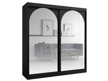 Schwebetürenschrank mit Spiegel 200 Breit Schwarz LUCY