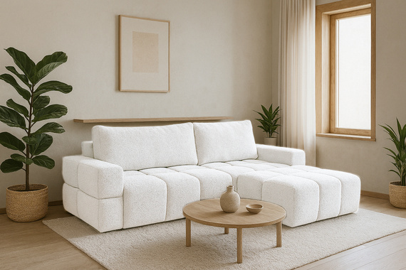 Modern Ecksofa mit Bettfunktion Weiß
