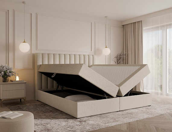 Beige Elegant Boxspringbett 180x200 MEL