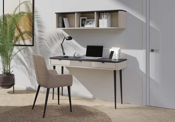 Eleganter Schreibtisch LILIA Kaschmir + Nussbaum