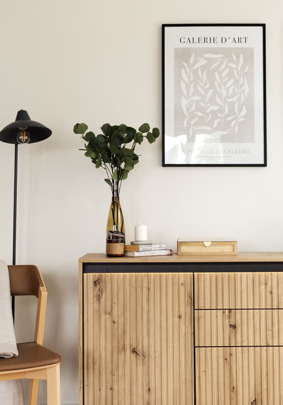 Kommode mit 4 Türen unf LED-Beleuchtung FLORE 193x40x83 cm) , 