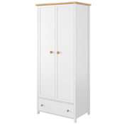 Kleiderschrank TOMMY mit 1 Schublade Drehtürenschrank Weiß