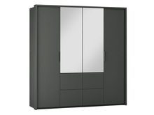 Kleiderschrank mit Spiegel und 4 Schubladen WAKS Graphit