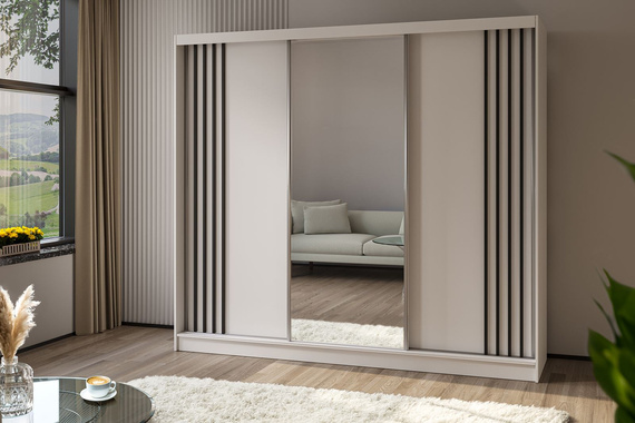 Kleiderschrank MALTA Breite: 240 cm Weiß + Schwarz