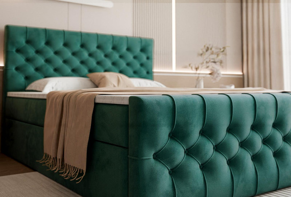 Luxuriöses Boxspringbett Grün 160x200 MIAMI 