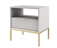 Nachttisch mit Schublade goldene Griffe NANCY Grau