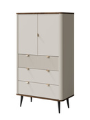 Elegante Hochkommode LILIA Kaschmir + Nussbaum