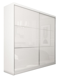 Schwebetürenschrank CINZIA mit Lacobel Glas Weiß