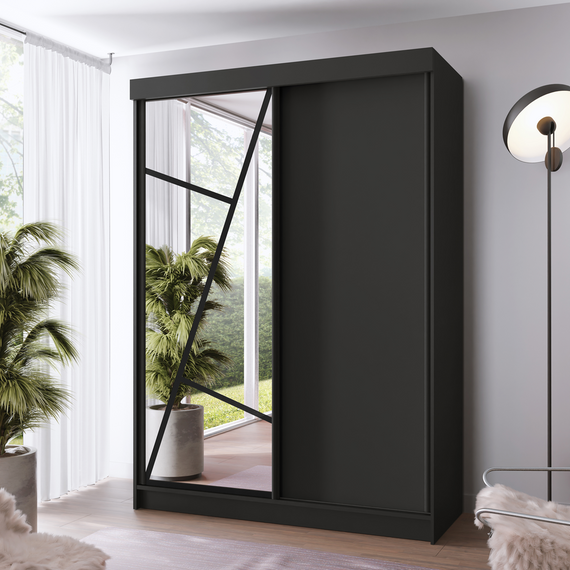 Schwebetürenschrank mit Spiegel TORET Schwarz