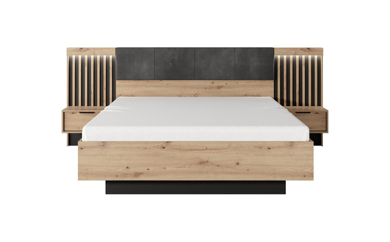 Holzbett mit Nachttischen MONS Eiche artisan