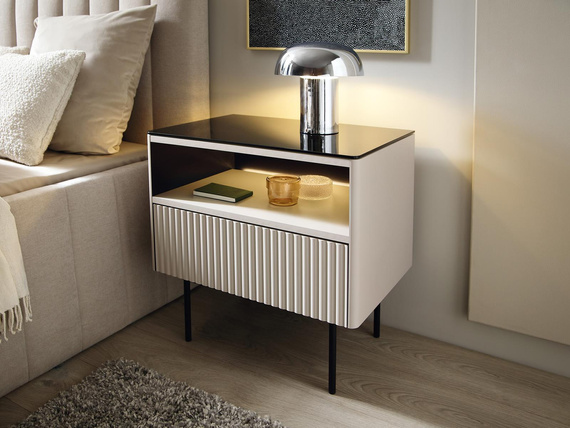 Nachttisch mit Schublade Kaschmir modern gerillt OMBIS