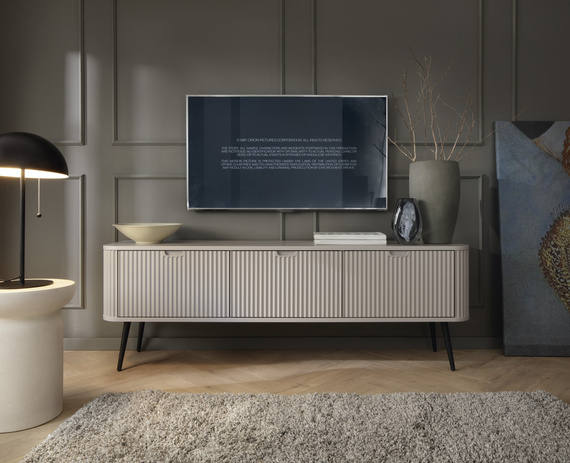 Modern TV-Schrank mit Fronten gefräst Weiß CARLO 