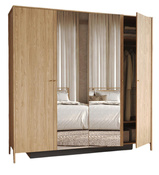 Kleiderschrank mit 4 Türen und Spiegel MAKS Eiche geölte