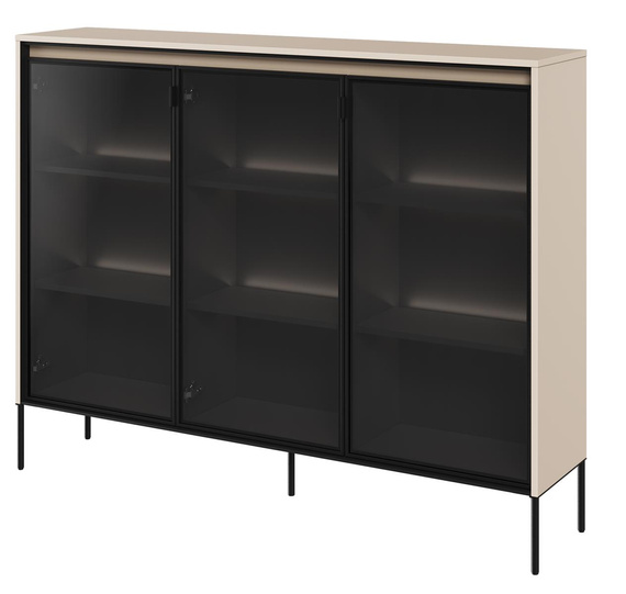 Moderne Standvitrine mit gehärtetem Glas mit LED FLORE BEIGE