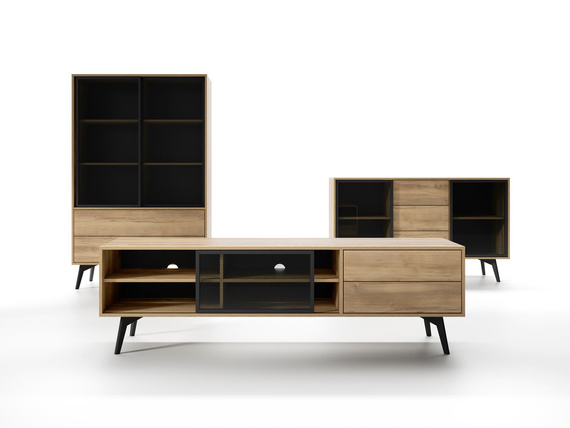 TV-Schrank mit 2 Schubladen Eiche SLOW