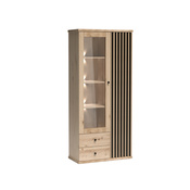 Standvitrine BORDO mit 2 Türig und 2 Schubladen Eiche Artisan