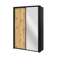 Kleiderschrank mit Spiegel ARTI Eiche artisan/Schwarz