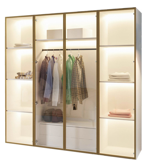 Design Kleiderschrank mit LED Beleuchtung Weiß STELLS 