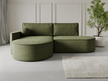 Luxuriöses Ecksofa L Rundes Design Highlight Olivgrün MORENO