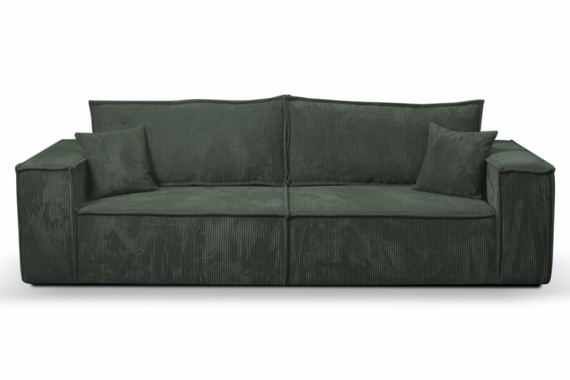 Schlafsofa mit Bettkasten und Cordstoff MONA Grün