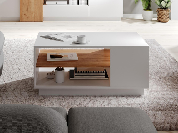 Couchtisch mit Schublade Eiche craft + Weiß NONI