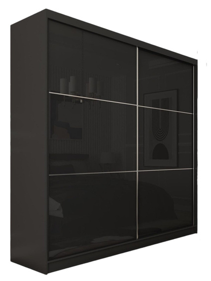 Schwebetürenschrank CINZIA mit Lacobel Glas Schwarz