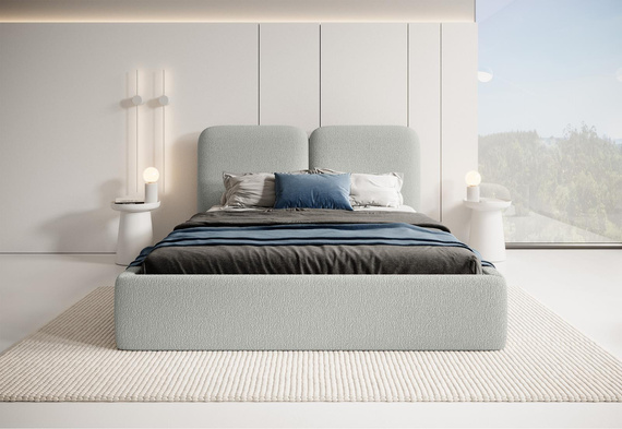 Elegantes Polsterbett Bouclé 120x200 Grau BUBBLE III
