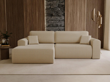 Gemütliches Ecksofa Cordstoff Beige