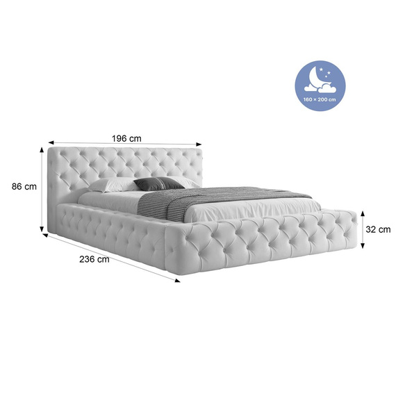Niedriges Kopfteil Polsterbett Grau 160x200 CLARA 