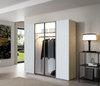 Moderner Kleiderschrank mit Glasfront und LED Beleuchtung Weiß STELLS