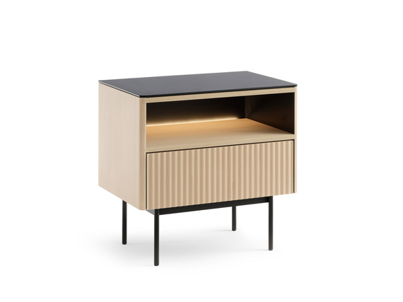 Nachttisch Eiche vicenza modern mit Schublade und gerillter Front OMBIS