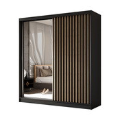 Schwebetürenschrank VENTURA mit Lamellen Schwarz