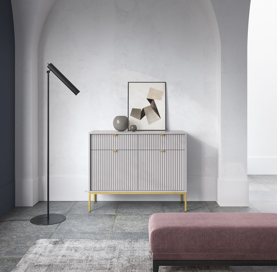 Kommode Schmal NANCY Grau+Gold