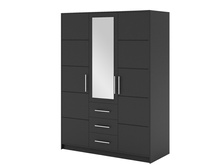 Kleiderschrank 3 Türen und 3 Schubladen ALEX Graphit