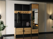 Moderne Garderoben-Set MALTI Eiche craft + schwarz