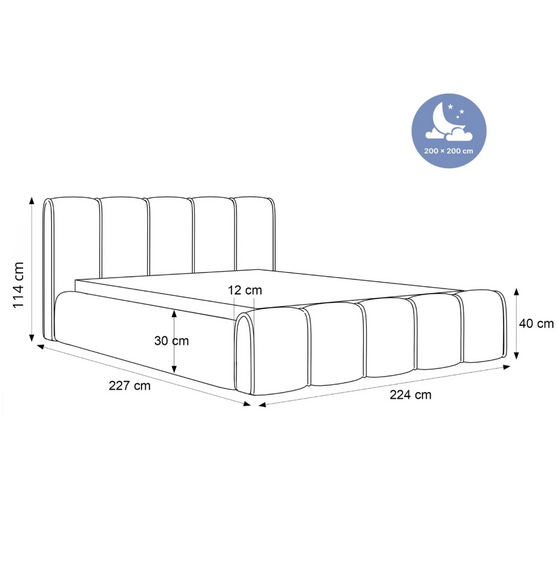 Bubble Design Gepolstertes Bett 200x200 Grau HERME