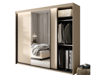 Schwebetürenschrank mit Spiegel FLORE Beige