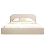 Elegantes Bett mit Kopfteil 140x200 Hellbeige